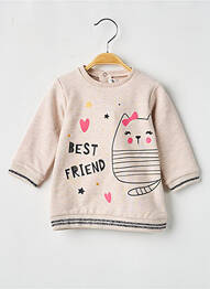 Robe pull sérigraphie manches longues beige BABY BOL fille