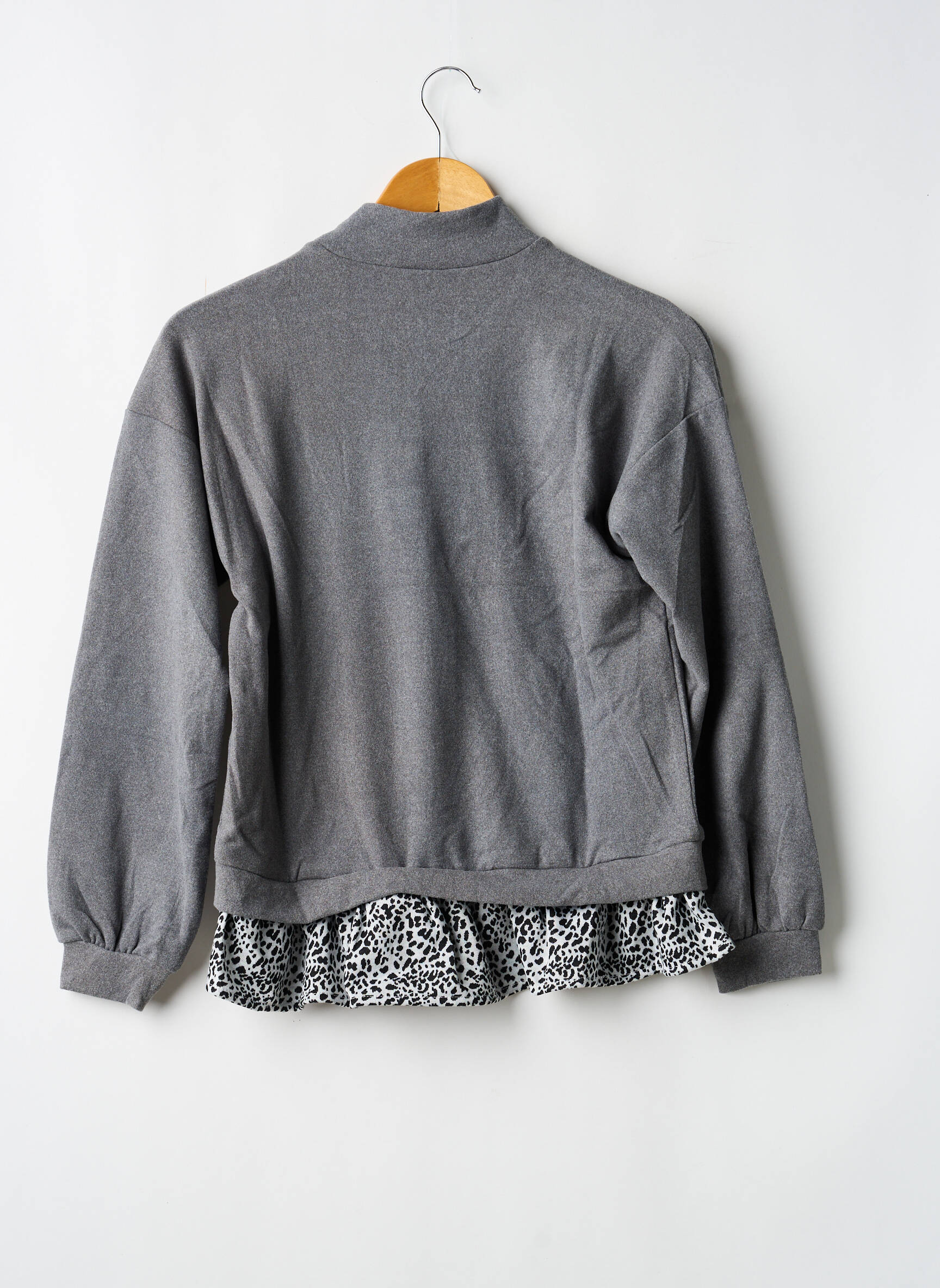 Pull coupe droite manches longues gris NEWNESS fille