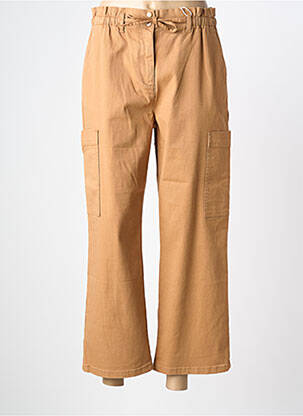 Pantalon large fermeture zippée sous rabat boutonné taille normale marron C'EST BEAU LA VIE femme