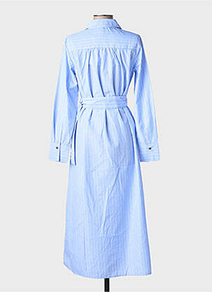 Robe longue tissage popeline manches longues bleu TIFFOSI femme