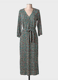 Robe longue manches longues manches longues vert GARCIA femme
