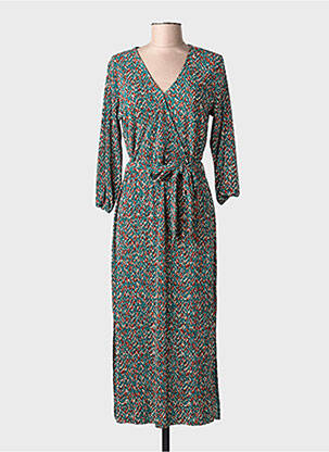 Robe longue manches longues manches longues vert GARCIA femme