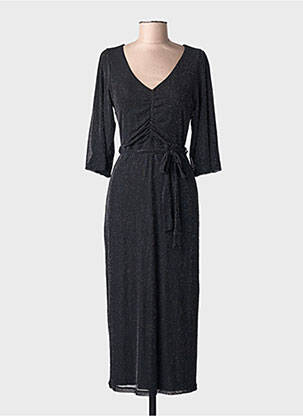 Robe longue coupe cintrée manches 3/4 noir GARCIA femme