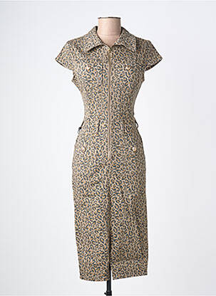Robe mi-longue manches courtes manches courtes vert DENIM LIFE femme