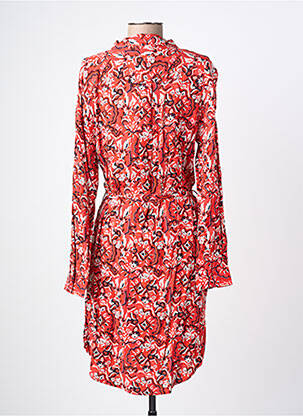 Robe mi-longue imprimé fantaisie manches longues rouge ICHI femme