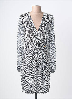 Robe mi-longue manches longues manches longues blanc MORGAN femme