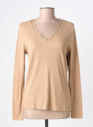 Pull coupe cintrée manches longues marron ÉTYMOLOGIE femme