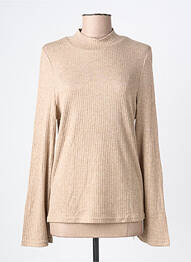 Pull coupe cintrée manches longues beige DEELUXE femme