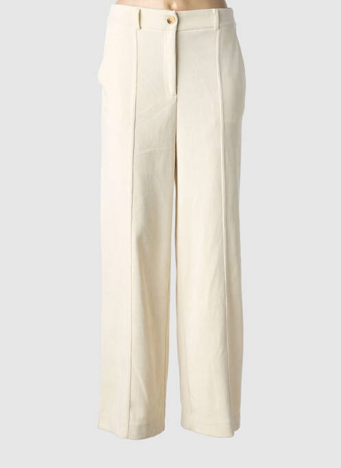 Pantalon large fermeture zippée sous rabat boutonné taille normale beige ICHI femme