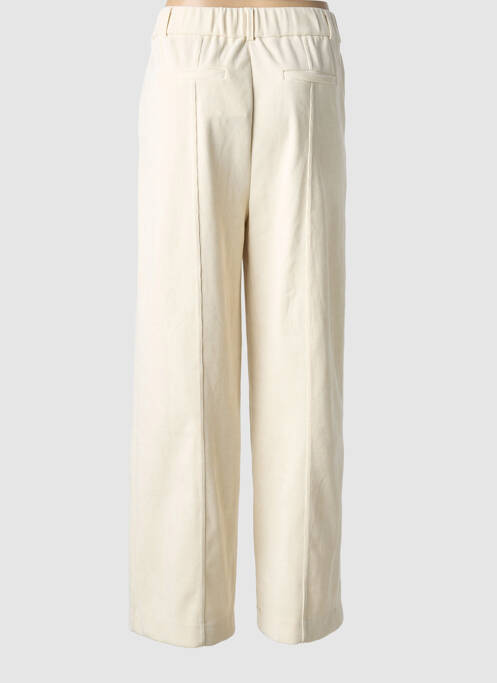 Pantalon large fermeture zippée sous rabat boutonné taille normale beige ICHI femme