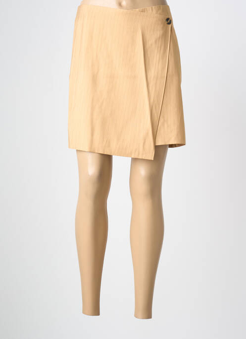 Jupe courte coupe droite orange ICHI femme