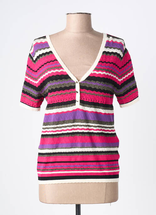 T-shirt col v manches courtes rose MORGAN femme