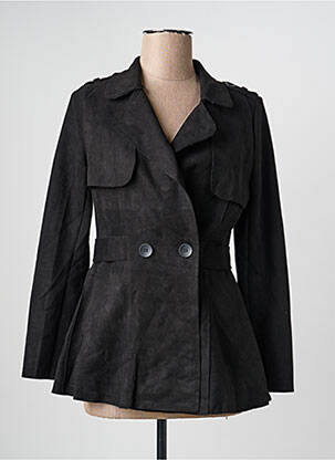 Trench coupe cintrée sans capuche noir HF WOMAN COLLECTION femme