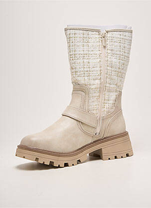 Bottes tissage satiné talon de 4 à 6cm beige MUSTANG femme