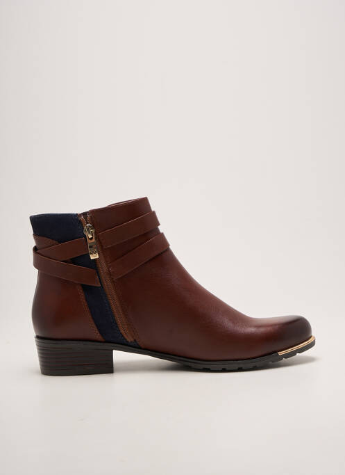 Bottines/boots tissage satiné talon plat jusqu'à 3cm marron CAPRICE femme