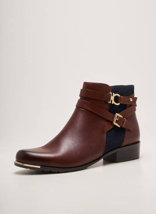 Bottines/boots tissage satiné talon plat jusqu'à 3cm marron CAPRICE femme