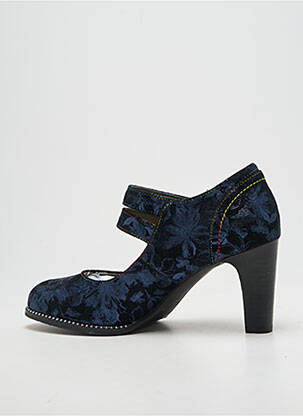 Escarpins tissage satiné talon de 7 à 9cm bleu LAURA VITA femme