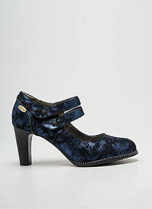 Escarpins tissage satiné talon de 7 à 9cm bleu LAURA VITA femme