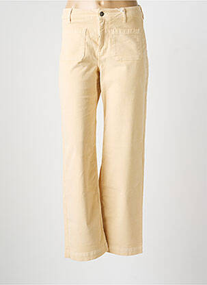 Pantalon droit fermeture zippée sous rabat boutonné taille normale beige KANOPE femme