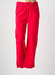 Pantalon droit fermeture zippée sous rabat boutonné taille normale rose KANOPE femme