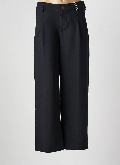 Pantalon droit tissage popeline taille normale noir KANOPE femme