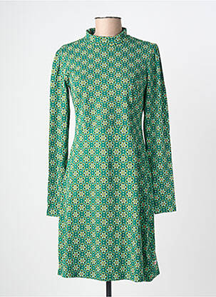 Robe courte imprimé fleurs manches longues vert BLUTSGESCHWISTER femme