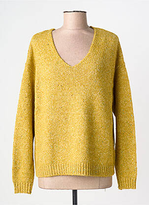 Pull tissage chiné manches longues jaune WHITE STUFF femme