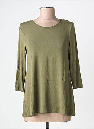 T-shirt stretch manches 3/4 vert fonce BY BASICS femme