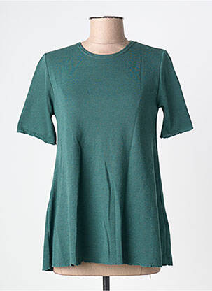 Pull coupe cintrée manches courtes vert BY BASICS femme