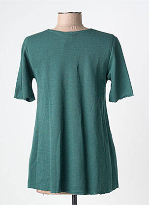 Pull coupe cintrée manches courtes vert BY BASICS femme