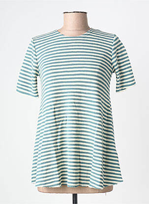 Pull coupe cintrée manches courtes vert BY BASICS femme