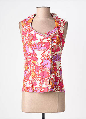 Chemisier imprimé fleurs sans manche rose KALI YOG femme