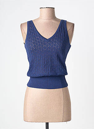 Top col v sans manche bleu KING LOUIE femme