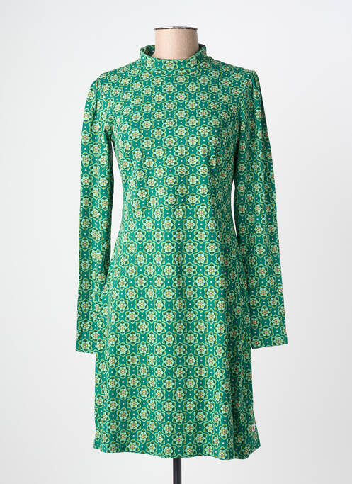 Robe courte imprimé fleurs manches longues vert BLUTSGESCHWISTER femme