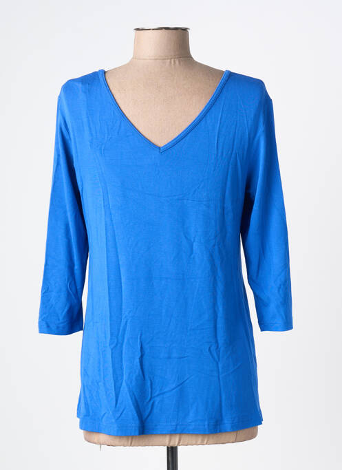 T-shirt stretch manches 3/4 bleu BY BASICS femme