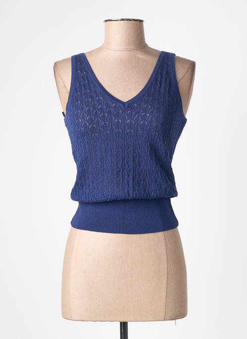 Top col v sans manche bleu KING LOUIE femme
