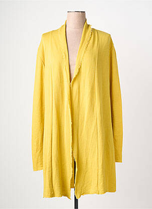 Gilet manches longues col châle jaune BY BASICS femme