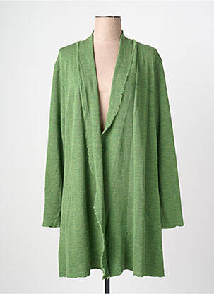 Gilet manches longues col châle vert BY BASICS femme