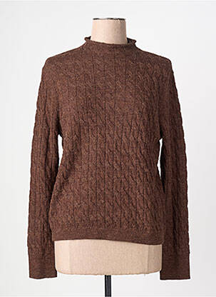 Pull tissage chiné manches longues marron SURKANA femme