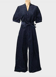 Combi-pantalon fermeture boutonnée sur le devant manches courtes bleu EMILYANDFIN femme