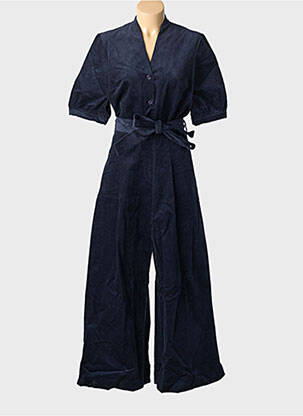 Combi-pantalon fermeture boutonnée sur le devant manches courtes bleu EMILYANDFIN femme