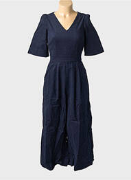 Combi-pantalon fermeture boutonnée au dos manches courtes bleu EMILYANDFIN femme