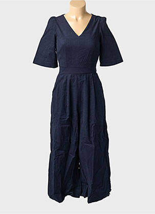 Combi-pantalon fermeture boutonnée au dos manches courtes bleu EMILYANDFIN femme