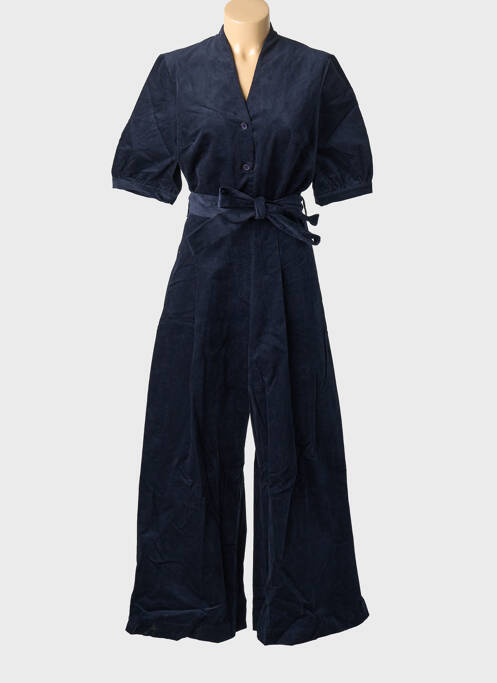 Combi-pantalon fermeture boutonnée sur le devant manches courtes bleu EMILYANDFIN femme