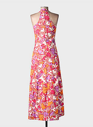 Robe longue imprimé fantaisie sans manche rose KALI YOG femme