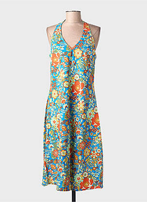 Robe mi-longue imprimé fantaisie sans manche bleu BLA-BLA femme