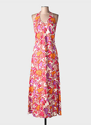 Robe longue imprimé fantaisie sans manche rose KALI YOG femme