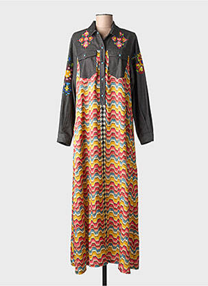 Robe longue manches longues manches longues noir ME369 femme