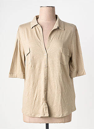 Chemisier manches courtes manches courtes beige MAJESTIC FILATURES femme