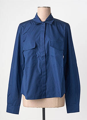 Chemisier coupe droite manches longues bleu ANDREA LEV femme